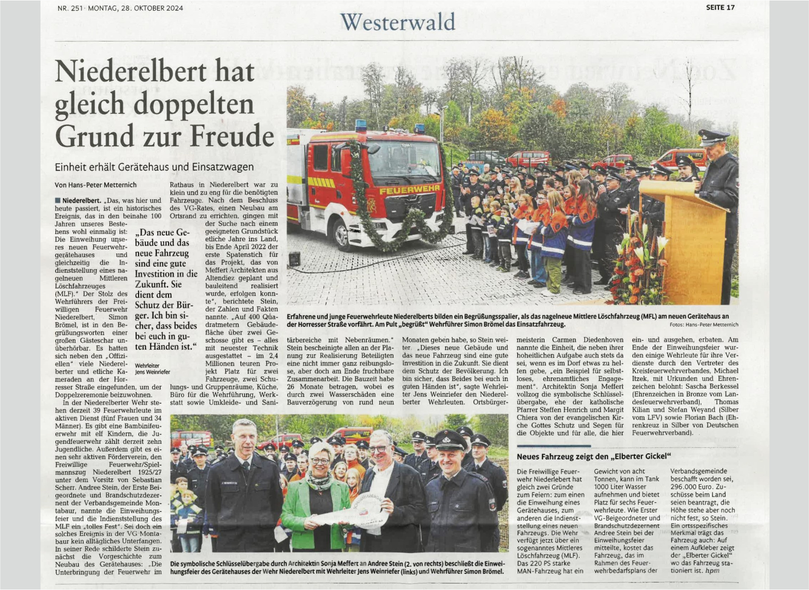 Niederelbert, Feuerwehr_Okt-2024_Westerwälder-Zeitung,_Einweihung