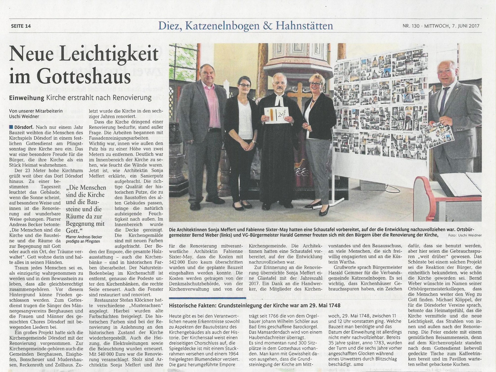 Dörsdorf Kirche Einweihung Grundsanierung 2017